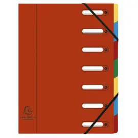 Trieur HARMONIKA&reg; &agrave; fen&ecirc;tres avec &eacute;lastiques Nature Future carte lustr&eacute;e 7 compartiments - Rouge - EXACOMPTA 
