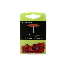 Bo&icirc;te de 40 punaises - Hauteur de pointe 7mm - 10mm de diam&egrave;tre - Rouge - EXACOMPTA 