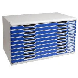 MODULO A3 - 10 tiroirs - Gris lumi&egrave;re/bleu - EXACOMPTA 
