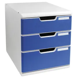 MODULO A4 3 tiroirs - Gris lumi&egrave;re/bleu - EXACOMPTA 