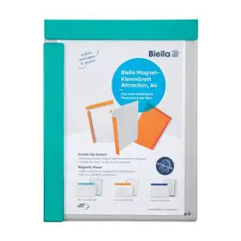 Porte-bloc aimante PVC A4 turquoise 