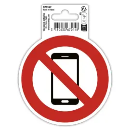 Panneau adhesif tel mobile interdit 10cm 