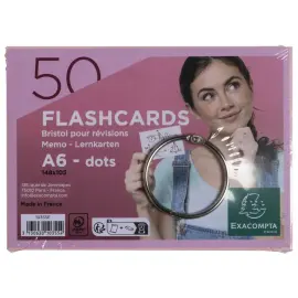 50 flashcards bristol A6 dots rose 