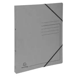 Classeur &agrave; &eacute;lastique 2 anneaux 15 mm A4 en carte lustr&eacute;e 355 g/m&sup2; - Gris - Exacompta 