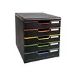 Bloc de classement 5 tiroirs Modulo - Noir et coloris assortis - EXACOMPTA 