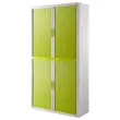Armoire haute Easyoffice - Rideaux vert anis et corps blanc - 2 m - PAPERFLOW