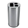 Collecteur tri sélectif - 3 compartiments - 60L - Inox satiné