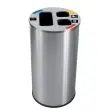 Collecteur tri sélectif - 3 compartiments - 60L - Inox satiné