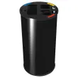 Collecteur tri s&eacute;lectif  - 3 compartiments - 60L - Noir. 