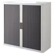 Armoire basse à rideaux Easyoffice blanc et anthracite - 1 m - PAPERFLOW