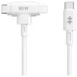Câble hybride USB-C et Lightning en silicone 1.5M - Blanc