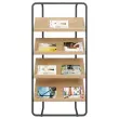 Pr&eacute;sentoir de Sol en Acier Noir Mat & 4 Tablettes en bois - MEET 