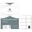 100 Planches de 8 &eacute;tiquettes blanches - Coins carr&eacute;s - 105x70 mm - FIDUCIAL OFFICE SOLUTIONS 