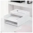 Set de 2 corbeilles &agrave; courrier blanches avec trieur de bureau 