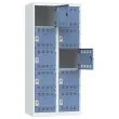 Vestiaire multicases - 2 colonnes de 5 cases - 180x80 cm - Gris/bleu - VINCO INDUSTRIES