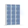 Vestiaire multicases - 3 colonnes de 5 cases - Gris/bleu - VINCO INDUSTRIES 