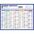 Calendrier 2027 de banque couleurs 14 mois Janvier à Décembre - 17 x 13 cm