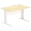 Bureau Buenos Aires - 120 x 80 cm - Plateau h&ecirc;tre et pieds blancs - FIDUCIAL OFFICE SOLUTIONS 