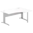 Bureau BUENOS AIRES compact retour &agrave; droite blanc/alu, L160 
