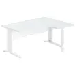 Bureau BUENOS AIRES compact retour &agrave; droite gris/blanc, L160 