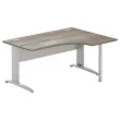 Bureau BUENOS AIRES compact retour &agrave; droite noyer/alu, L160 