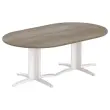 Table r&eacute;union ovale 200x120 noyer/blanc 