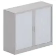 Armoire basse &agrave; rideaux m&eacute;talliques - 100 x 100 cm - Alu 