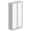Armoire haute &agrave; rideaux m&eacute;talliques - 198 x 100 cm - Blanc et alu 