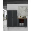 Armoire basse à rideaux – 100 x 120 cm – Anthracite