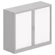 Armoire basse à rideaux - Aluminium/blanc - 100x120 cm
