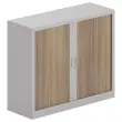 Armoire basse &agrave; rideaux - Alu et noyer - 100x120 cm 