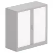 Armoire basse à rideaux métalliques - 100 x 100 cm - Alu / blanc