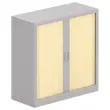 Armoire basse métallique - 100 x 100 cm - Alu / hêtre