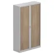 Armoire haute &agrave; rideaux - 198 x 120 cm - Alu/noyer 
