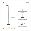 Lampadaire droit LED 30W chrom&eacute;, avec variateur noir 