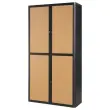 Armoire rideaux EasyOffice - Noir et h&ecirc;tre - PAPERFLOW 