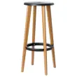 2 Tabourets WOODY pied h&ecirc;tre assise noire 