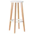 2 Tabourets WOODY pied hêtre assise blanche