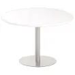 Table ronde diam 116 cm plateau blanc pied argent pied tulipe