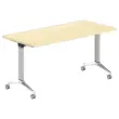 Table rabattable avec roulettes - 150x70 - H&ecirc;tre/alu 