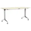 Table rabattable avec roulettes - 150x70 - H&ecirc;tre/alu 