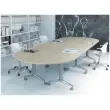 Table rabattable avec roulettes - 190 x 70 cm - H&ecirc;tre et alu - Angle &agrave; droite 