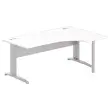 Bureau BUENOS AIRES compact retour &agrave; droite blanc/alu, L180 