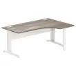 Bureau BUENOS AIRES compact retour à droite noyer/blanc, L180