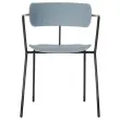 2 Chaises bistro pieds noirs assise bleue mont&eacute;es 