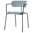 2 Chaises bistro pieds noirs assise bleue mont&eacute;es 