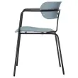 2 Chaises bistro pieds noirs assise bleue mont&eacute;es 