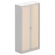Armoire haute m&eacute;tallique - 198 x 100 cm - Aluminium/acacia clair 