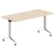 Table rabattable &agrave; roulettes - 150 x 70 cm - Acacia/alu 