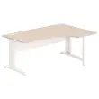 Bureau BUENOS AIRES compact retour &agrave; droite acacia/blanc, L180 